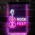 ADVPRO Rock Fest Guitar Room  Dual Color LED Neon Sign st6-i4088 - White & Purple