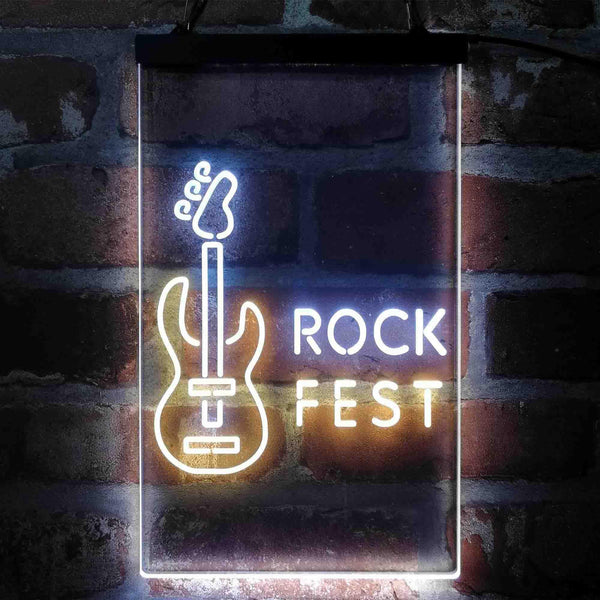 ADVPRO Rock Fest Guitar Room  Dual Color LED Neon Sign st6-i4088 - White & Yellow