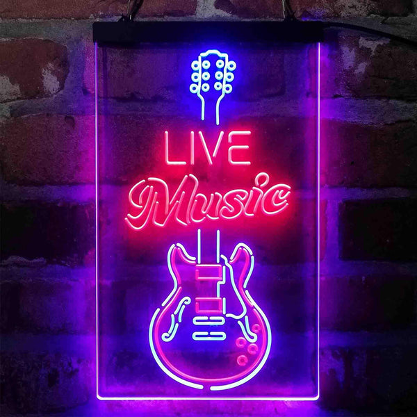 ADVPRO Live Music Electronic Guitar Lounge  Dual Color LED Neon Sign st6-i4089 - Blue & Red