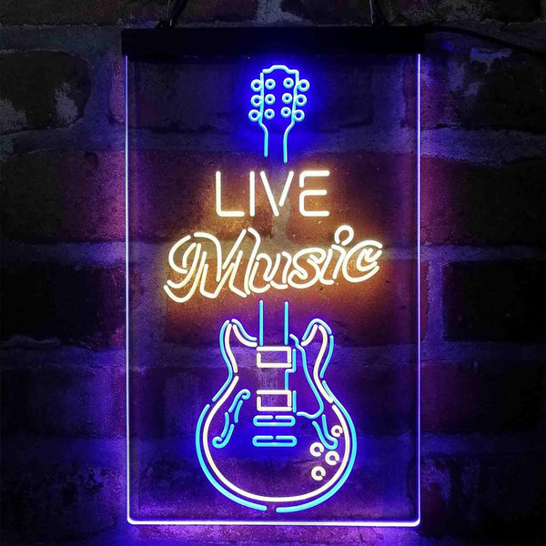 ADVPRO Live Music Electronic Guitar Lounge  Dual Color LED Neon Sign st6-i4089 - Blue & Yellow