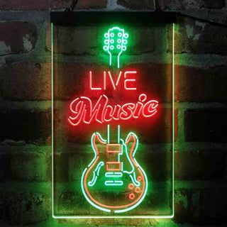 ADVPRO Live Music Electronic Guitar Lounge  Dual Color LED Neon Sign st6-i4089 - Green & Red