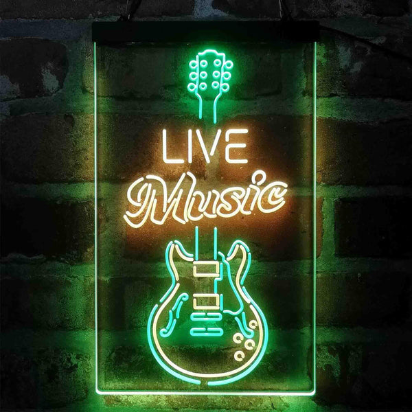 ADVPRO Live Music Electronic Guitar Lounge  Dual Color LED Neon Sign st6-i4089 - Green & Yellow