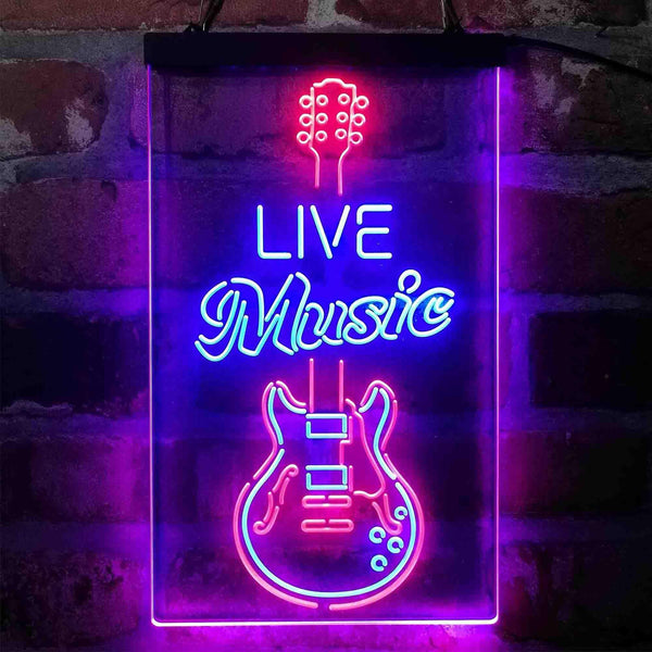 ADVPRO Live Music Electronic Guitar Lounge  Dual Color LED Neon Sign st6-i4089 - Red & Blue