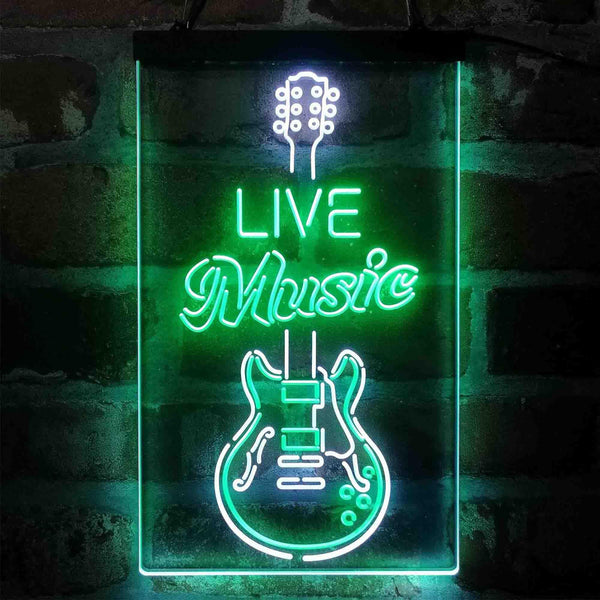 ADVPRO Live Music Electronic Guitar Lounge  Dual Color LED Neon Sign st6-i4089 - White & Green