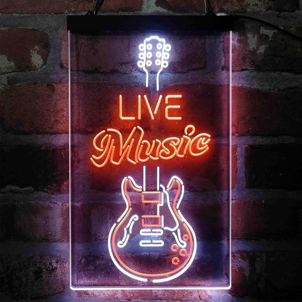 ADVPRO Live Music Electronic Guitar Lounge  Dual Color LED Neon Sign st6-i4089 - White & Orange