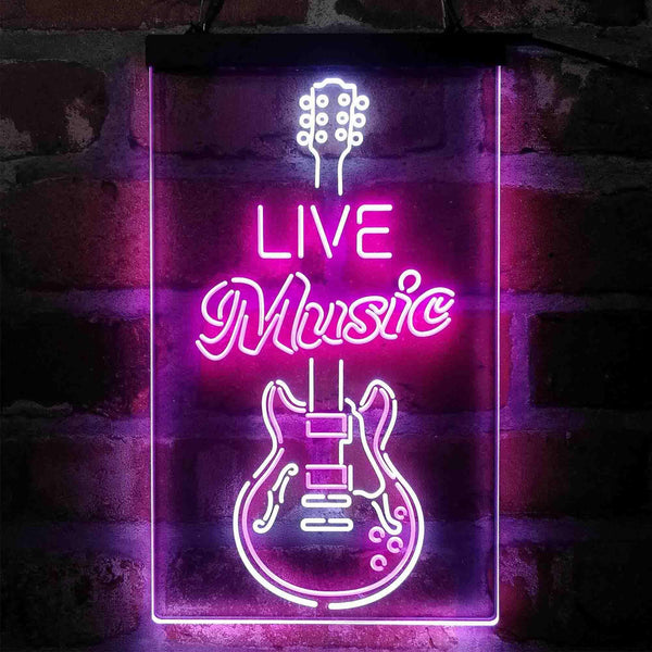 ADVPRO Live Music Electronic Guitar Lounge  Dual Color LED Neon Sign st6-i4089 - White & Purple