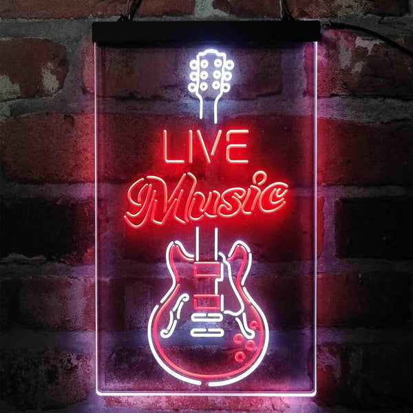 ADVPRO Live Music Electronic Guitar Lounge  Dual Color LED Neon Sign st6-i4089 - White & Red