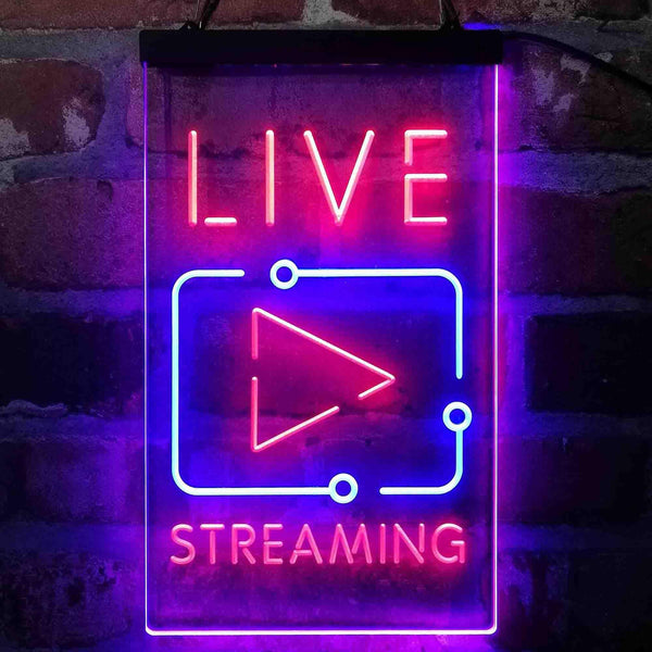 ADVPRO Live Streaming TV Film  Dual Color LED Neon Sign st6-i4090 - Blue & Red