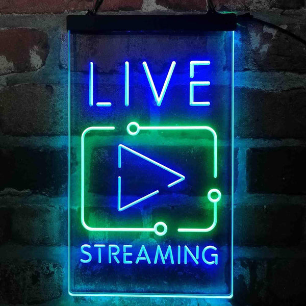 ADVPRO Live Streaming TV Film  Dual Color LED Neon Sign st6-i4090 - Green & Blue
