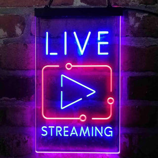 ADVPRO Live Streaming TV Film  Dual Color LED Neon Sign st6-i4090 - Red & Blue