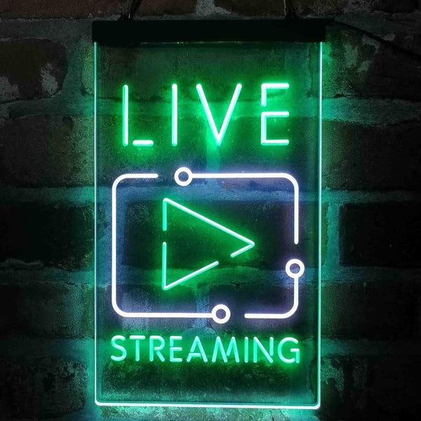ADVPRO Live Streaming TV Film  Dual Color LED Neon Sign st6-i4090 - White & Green