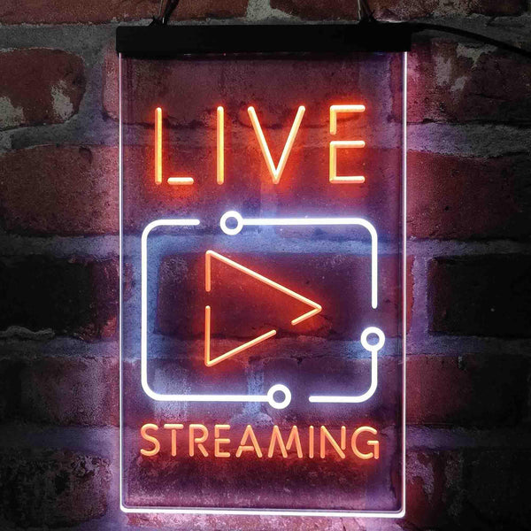 ADVPRO Live Streaming TV Film  Dual Color LED Neon Sign st6-i4090 - White & Orange