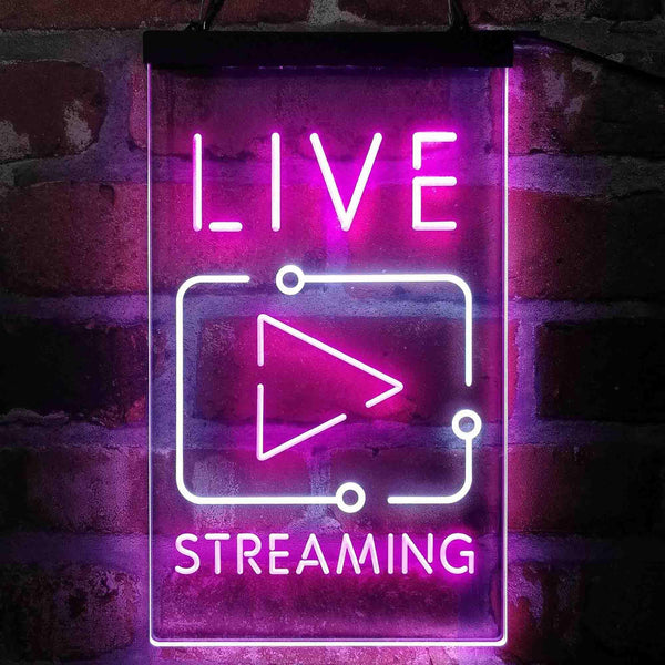 ADVPRO Live Streaming TV Film  Dual Color LED Neon Sign st6-i4090 - White & Purple
