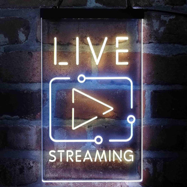 ADVPRO Live Streaming TV Film  Dual Color LED Neon Sign st6-i4090 - White & Yellow