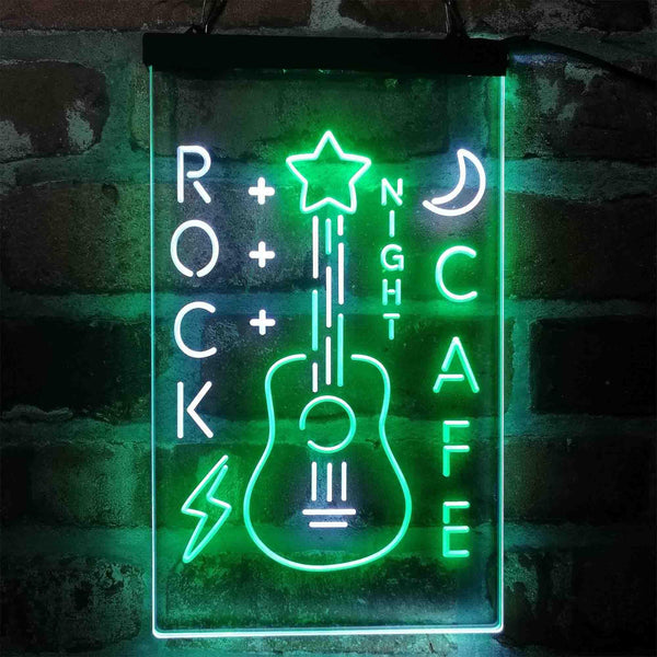 ADVPRO Rock Cafe Night Guitar Performance  Dual Color LED Neon Sign st6-i4092 - White & Green