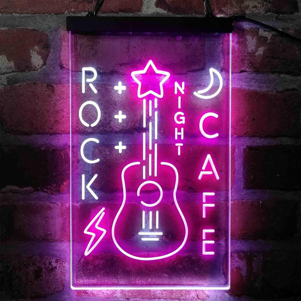 ADVPRO Rock Cafe Night Guitar Performance  Dual Color LED Neon Sign st6-i4092 - White & Purple
