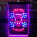 ADVPRO No Pain No Gain I Look Good in Muscles Weight Train Gym Fitness  Dual Color LED Neon Sign st6-i4093 - Blue & Red