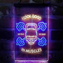 ADVPRO No Pain No Gain I Look Good in Muscles Weight Train Gym Fitness  Dual Color LED Neon Sign st6-i4093 - Blue & Yellow