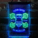 ADVPRO No Pain No Gain I Look Good in Muscles Weight Train Gym Fitness  Dual Color LED Neon Sign st6-i4093 - Green & Blue