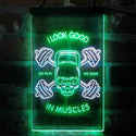 ADVPRO No Pain No Gain I Look Good in Muscles Weight Train Gym Fitness  Dual Color LED Neon Sign st6-i4093 - White & Green