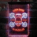 ADVPRO No Pain No Gain I Look Good in Muscles Weight Train Gym Fitness  Dual Color LED Neon Sign st6-i4093 - White & Orange