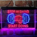 ADVPRO Stop Wishing Start Doing Weight Train Fitness Dual Color LED Neon Sign st6-i4094 - Blue & Red