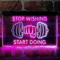 ADVPRO Stop Wishing Start Doing Weight Train Fitness Dual Color LED Neon Sign st6-i4094 - White & Purple