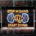 ADVPRO Stop Wishing Start Doing Weight Train Fitness Dual Color LED Neon Sign st6-i4094 - White & Yellow