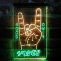 ADVPRO Good Vibes Only Rock n Roll Hand Signal  Dual Color LED Neon Sign st6-i4095 - Green & Yellow