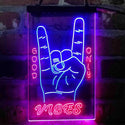 ADVPRO Good Vibes Only Rock n Roll Hand Signal  Dual Color LED Neon Sign st6-i4095 - Red & Blue