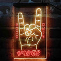 ADVPRO Good Vibes Only Rock n Roll Hand Signal  Dual Color LED Neon Sign st6-i4095 - Red & Yellow
