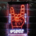 ADVPRO Good Vibes Only Rock n Roll Hand Signal  Dual Color LED Neon Sign st6-i4095 - White & Orange