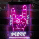 ADVPRO Good Vibes Only Rock n Roll Hand Signal  Dual Color LED Neon Sign st6-i4095 - White & Purple