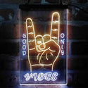 ADVPRO Good Vibes Only Rock n Roll Hand Signal  Dual Color LED Neon Sign st6-i4095 - White & Yellow