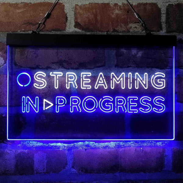 ADVPRO Streaming in Progress Display Dual Color LED Neon Sign st6-i4096 - White & Blue