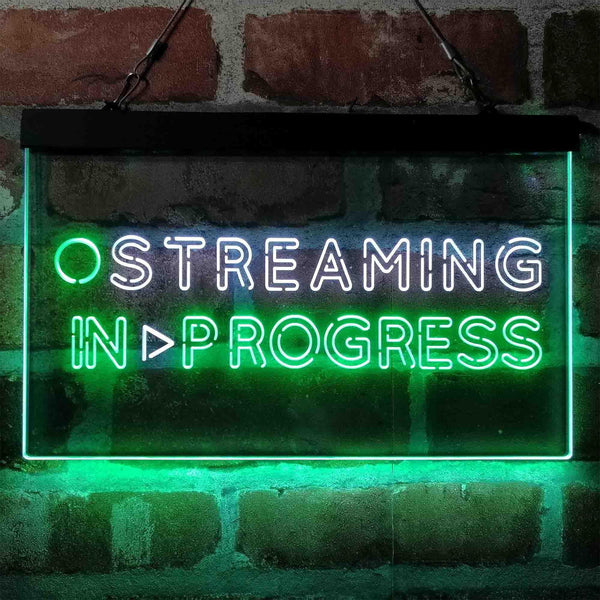 ADVPRO Streaming in Progress Display Dual Color LED Neon Sign st6-i4096 - White & Green