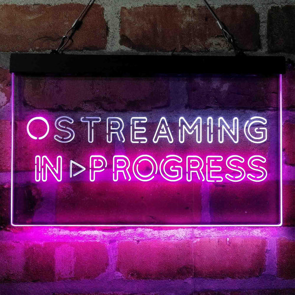 ADVPRO Streaming in Progress Display Dual Color LED Neon Sign st6-i4096 - White & Purple