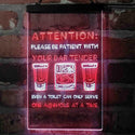 ADVPRO Humor Be Patient with Your Bar Tender  Dual Color LED Neon Sign st6-i4098 - White & Red