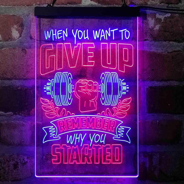 ADVPRO Remember Why You Started Fitness Gym Club Center  Dual Color LED Neon Sign st6-i4100 - Blue & Red