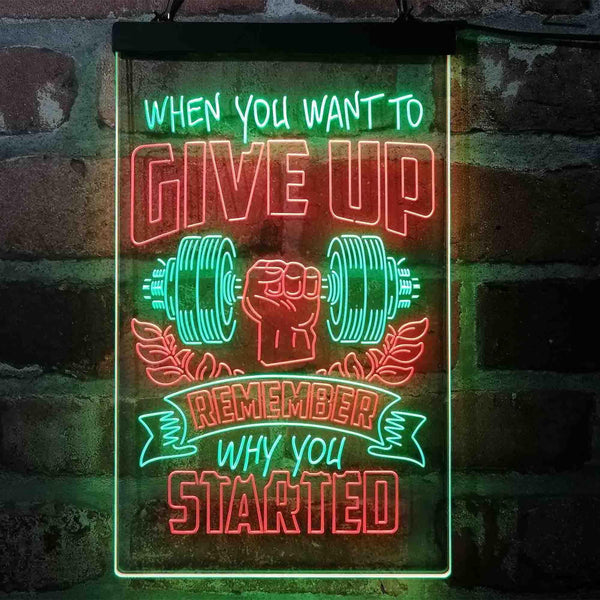 ADVPRO Remember Why You Started Fitness Gym Club Center  Dual Color LED Neon Sign st6-i4100 - Green & Red