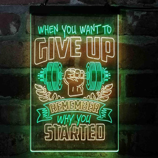 ADVPRO Remember Why You Started Fitness Gym Club Center  Dual Color LED Neon Sign st6-i4100 - Green & Yellow