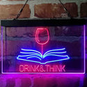 ADVPRO Drink and Think Red Wine Glass Book Display Dual Color LED Neon Sign st6-i4103 - Blue & Red