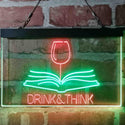 ADVPRO Drink and Think Red Wine Glass Book Display Dual Color LED Neon Sign st6-i4103 - Green & Red