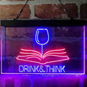 ADVPRO Drink and Think Red Wine Glass Book Display Dual Color LED Neon Sign st6-i4103 - Red & Blue