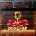 ADVPRO Drink and Think Red Wine Glass Book Display Dual Color LED Neon Sign st6-i4103 - Red & Yellow