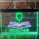 ADVPRO Drink and Think Red Wine Glass Book Display Dual Color LED Neon Sign st6-i4103 - White & Green