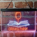ADVPRO Drink and Think Red Wine Glass Book Display Dual Color LED Neon Sign st6-i4103 - White & Orange
