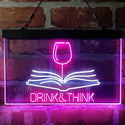 ADVPRO Drink and Think Red Wine Glass Book Display Dual Color LED Neon Sign st6-i4103 - White & Purple