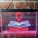 ADVPRO Drink and Think Red Wine Glass Book Display Dual Color LED Neon Sign st6-i4103 - White & Red