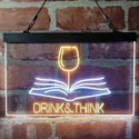 ADVPRO Drink and Think Red Wine Glass Book Display Dual Color LED Neon Sign st6-i4103 - White & Yellow